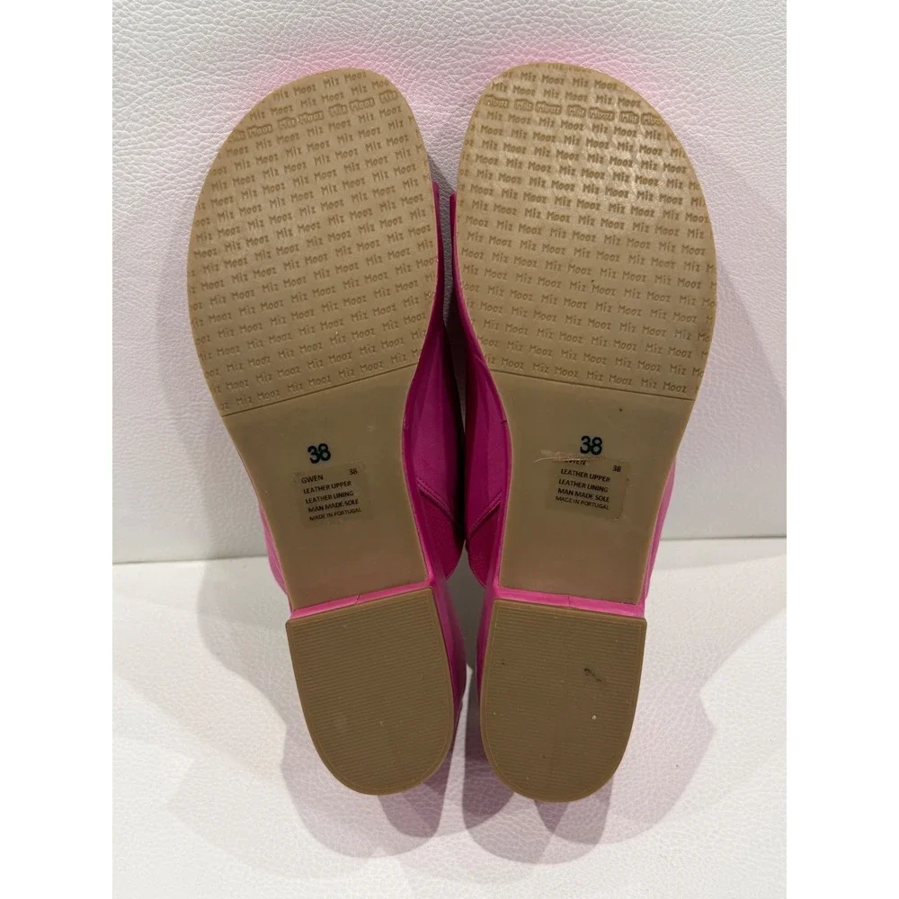 Miz Mooz Gwen Pink Leather Platform Slide Sandals Chunky Mules EU 38 Barbie